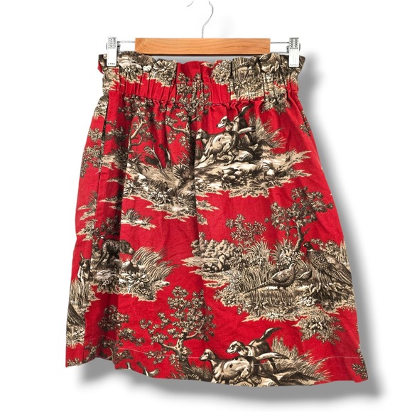 Grace Baker Red Toile Print Skirt‎ Women's Medium Elastic Waist Pockets USA - Picture 1 of 9